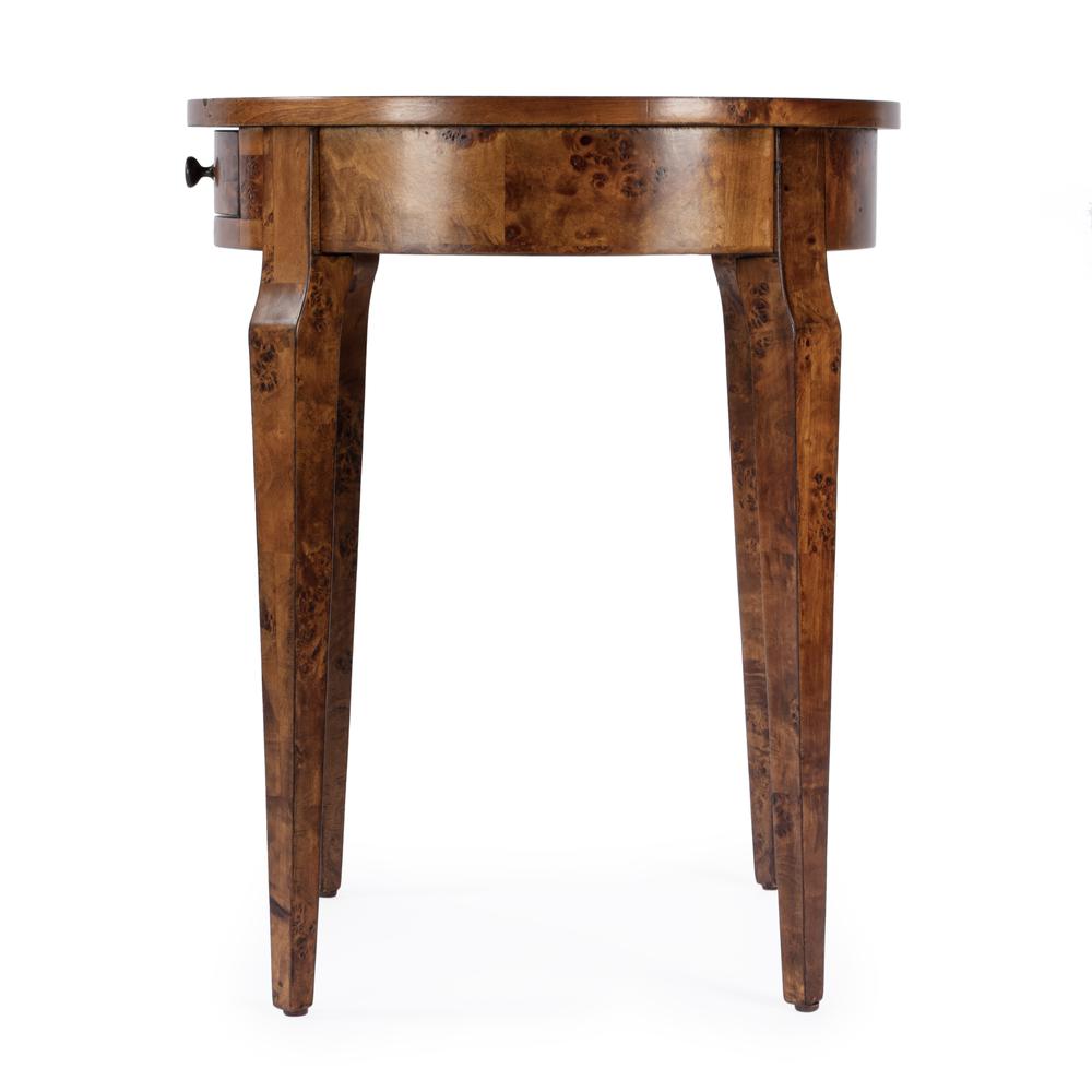 Archer 1 Drawer Burl Side Table, Light Brown. Picture 6