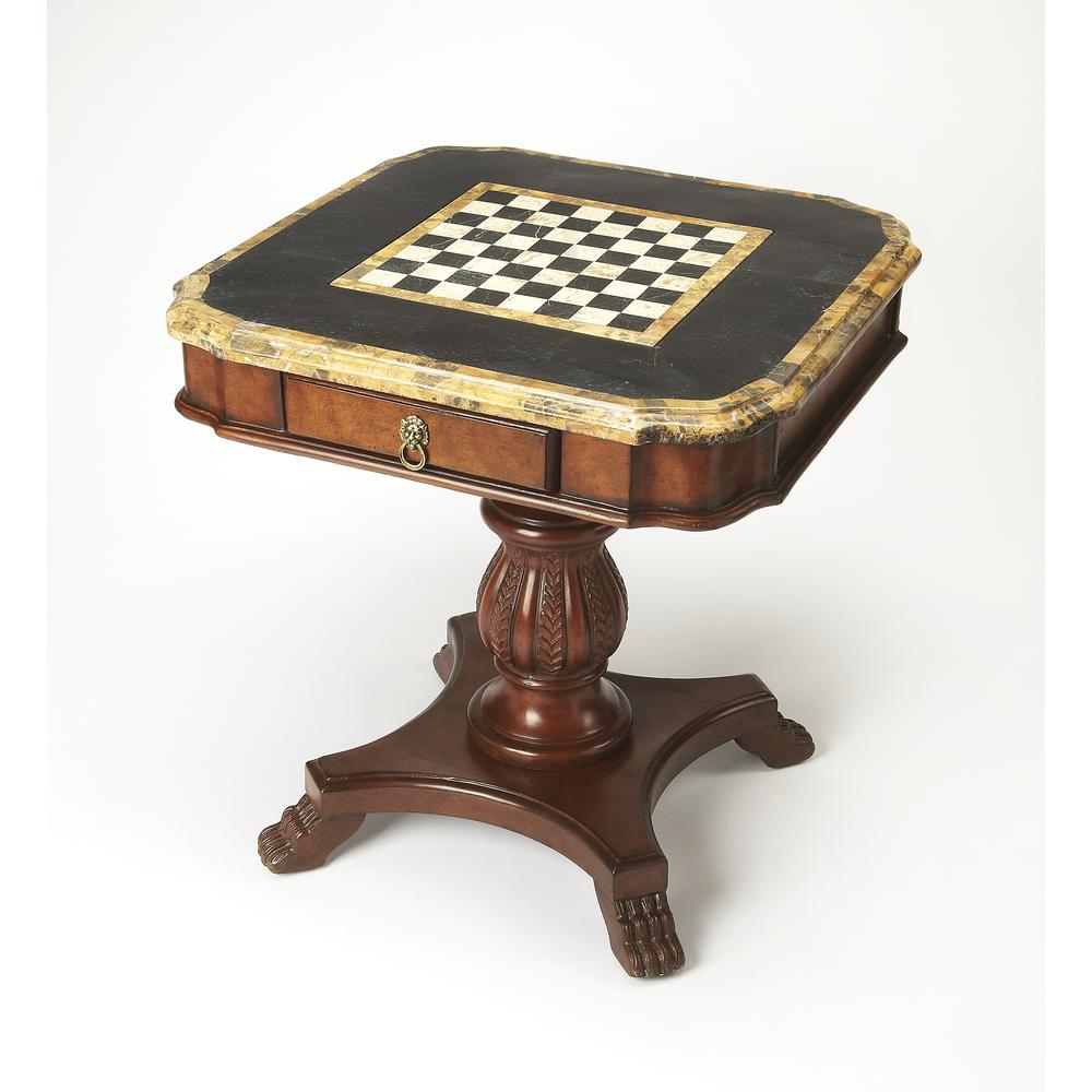 Carlyle Fossil Stone Game Table, Multi-Color. Picture 1