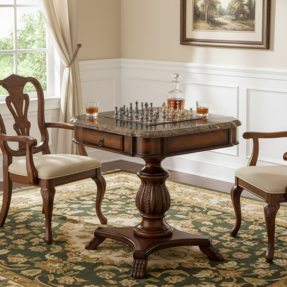 Carlyle Fossil Stone Game Table, Multi-Color. Picture 6