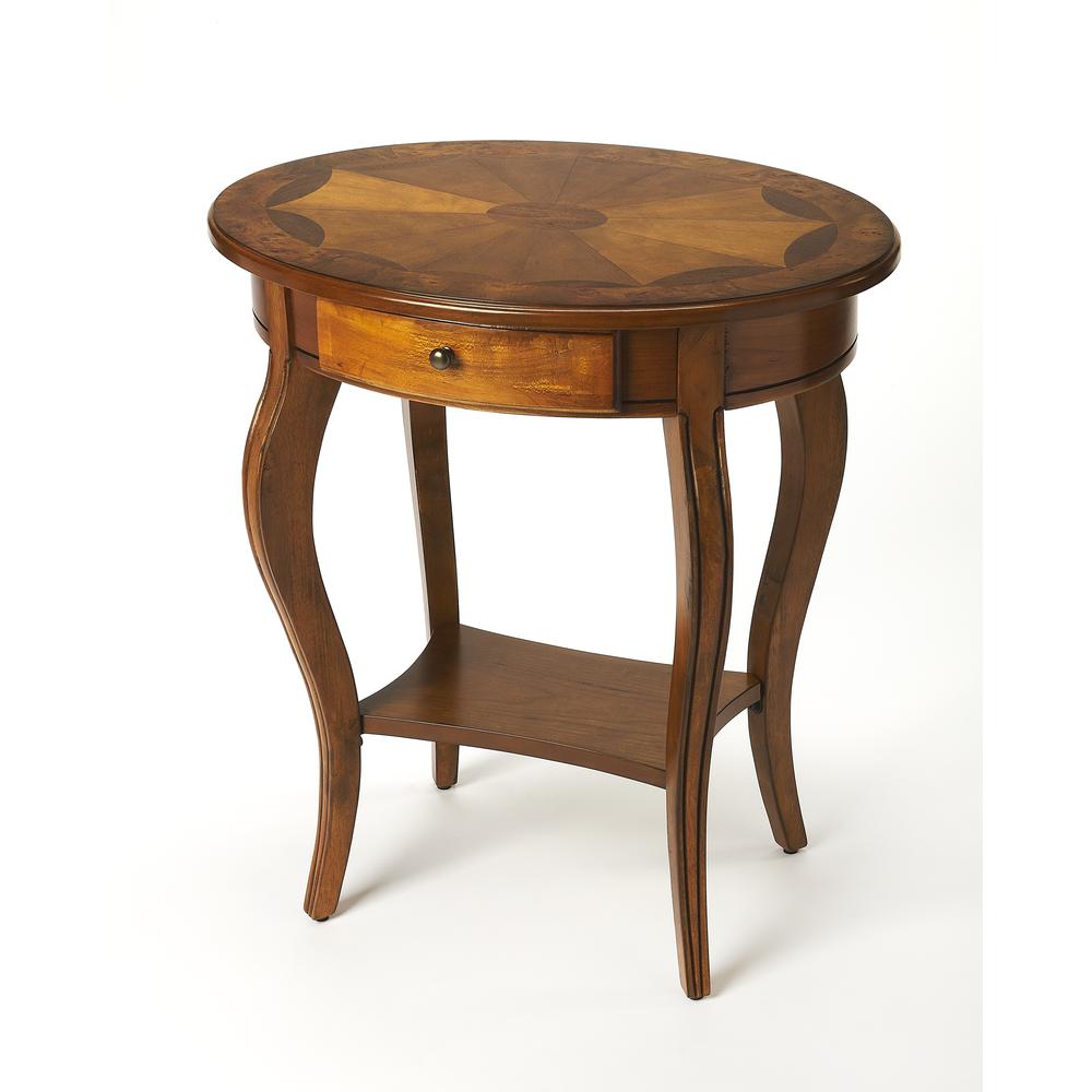 Jeanette Oval Side Table, Medium Brown. Picture 1