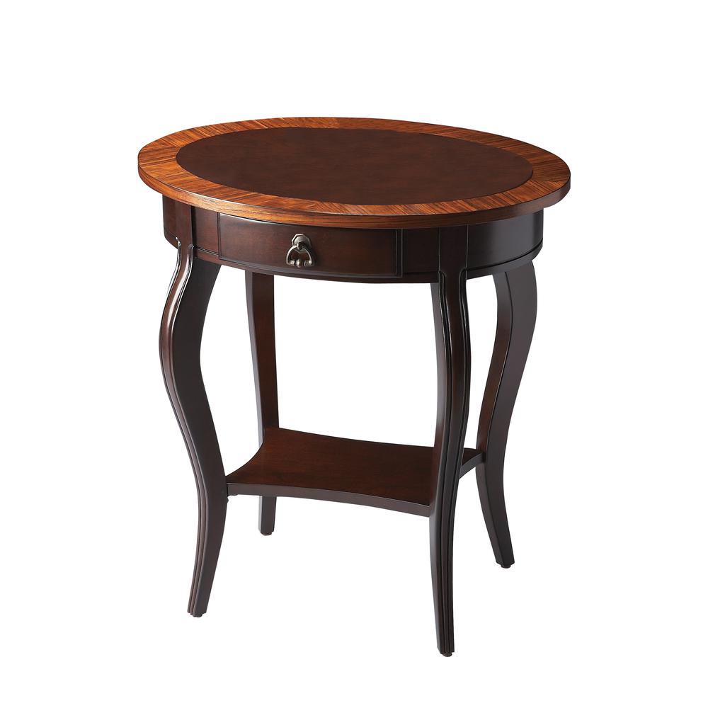 Jeanette Nouveau Oval Side Table, Dark Brown. Picture 1