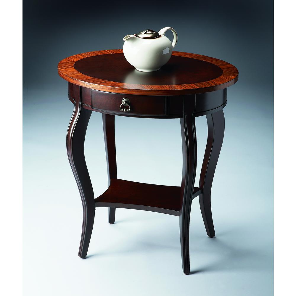 Jeanette Nouveau Oval Side Table, Dark Brown. Picture 4