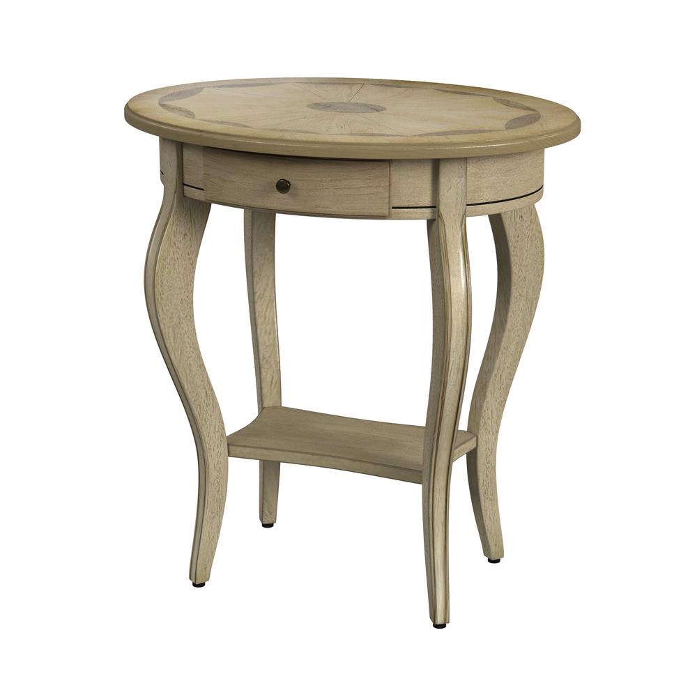Jeanette Oval Wood Side Table, Beige. Picture 1