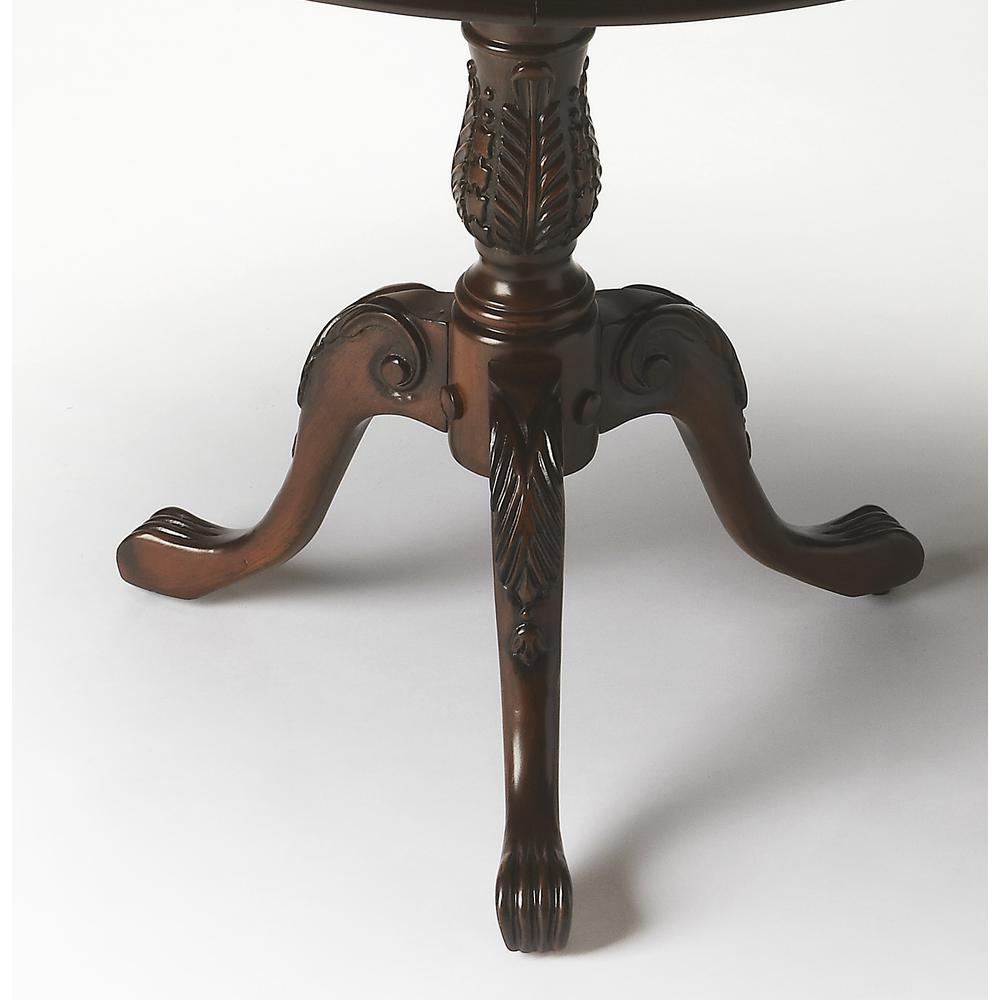 Carissa 30" Round Pedestal Foyer Table, Dark Brown. Picture 3