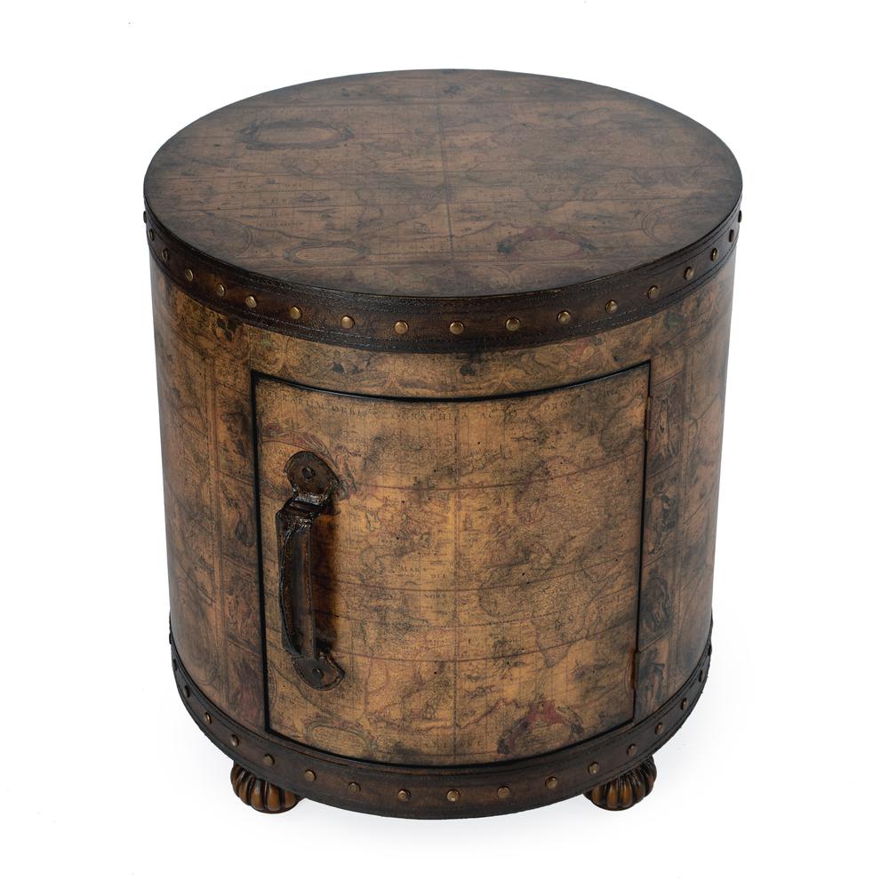 Vasco Old World Map Duffel Table, Light Brown. Picture 2