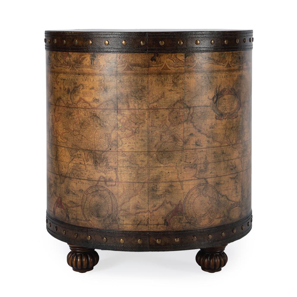 Vasco Old World Map Duffel Table, Light Brown. Picture 5
