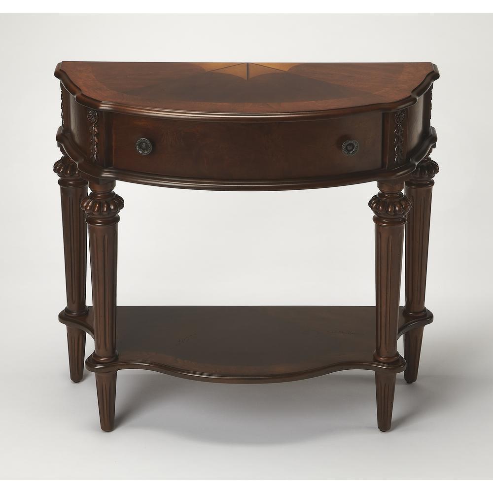 Halifax 1 Drawer Console 34" Table with storage, Dark Brown. Picture 1