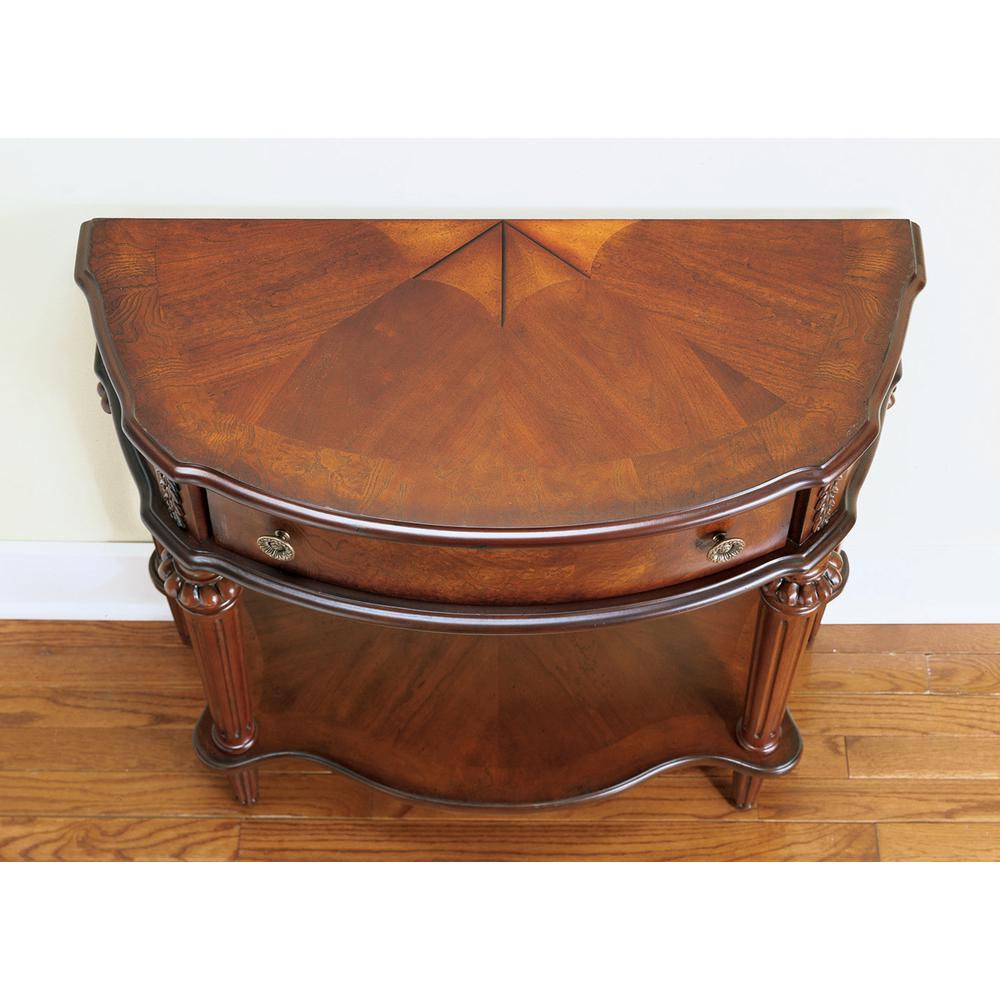 Halifax 1 Drawer Console 34" Table with storage, Dark Brown. Picture 4