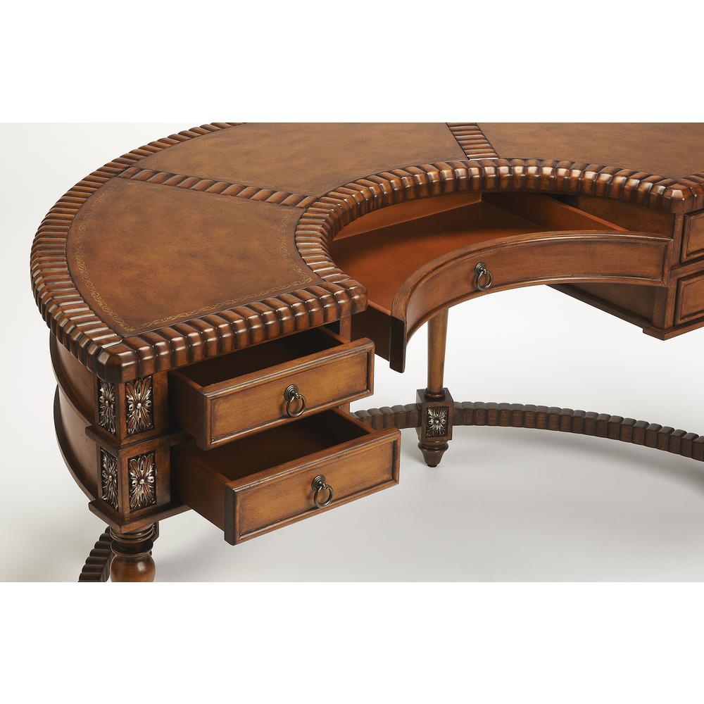 Geneva Demilune Demilune Desk, Dark Brown. Picture 2