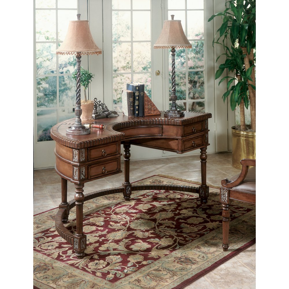 Geneva Demilune Demilune Desk, Dark Brown. Picture 5