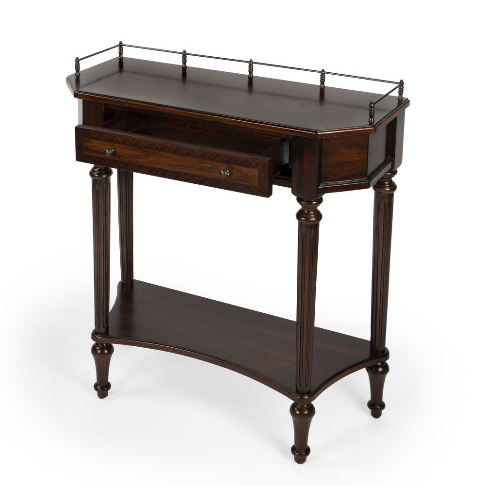 Charleston One Drawer Console Table, Dark Brown. Picture 2