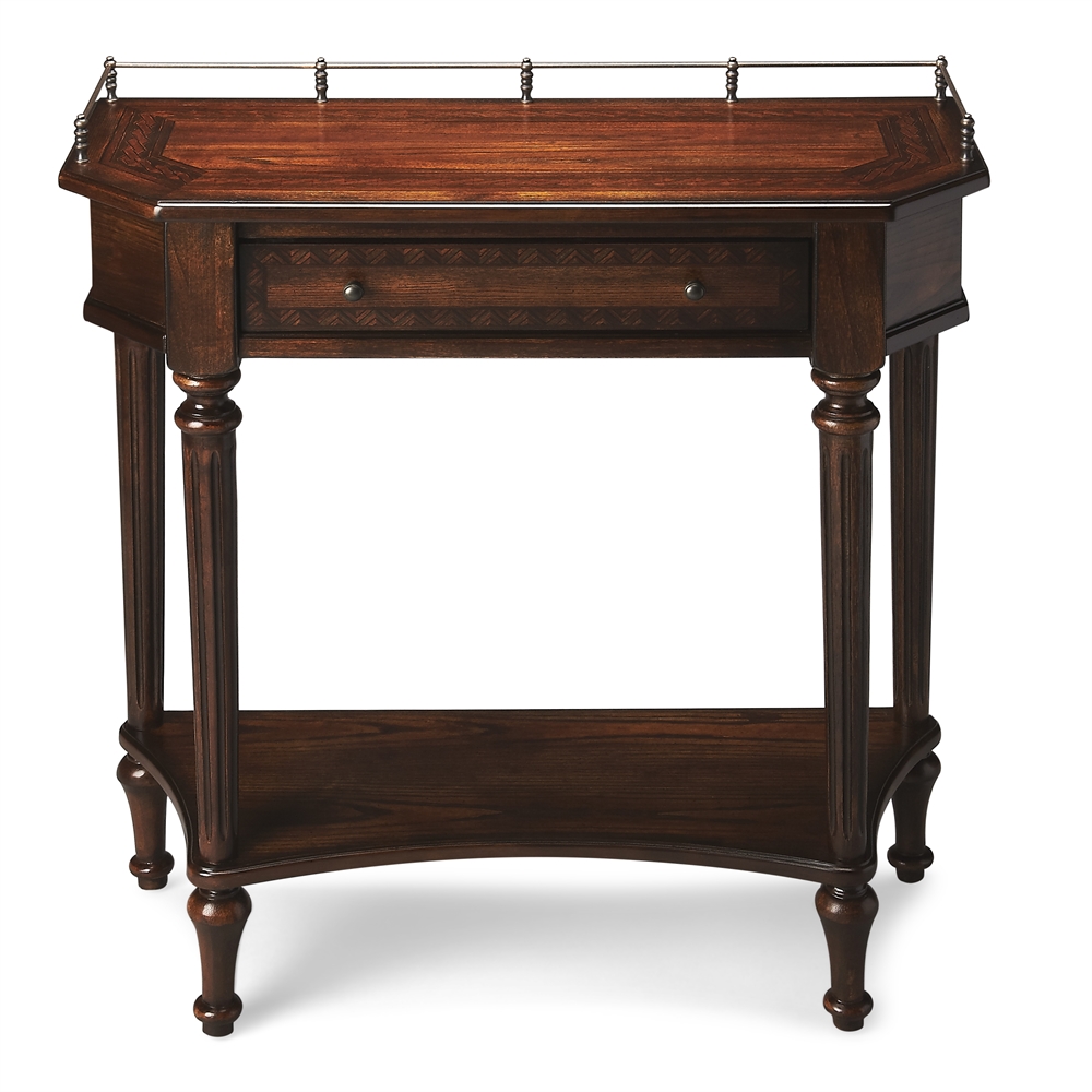 Charleston One Drawer Console Table, Dark Brown. Picture 1