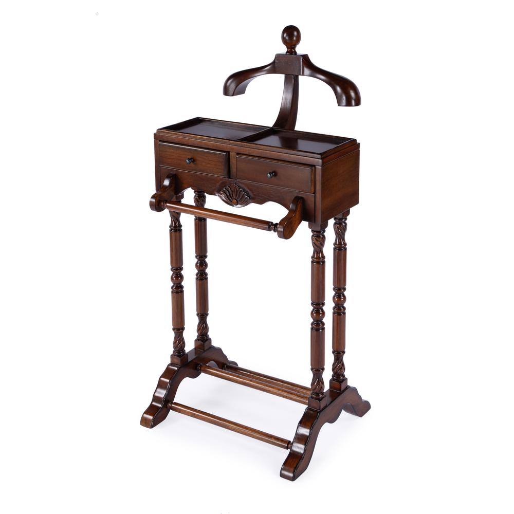 Petrov Clothing Valet Stand, Medium Brown. Picture 1