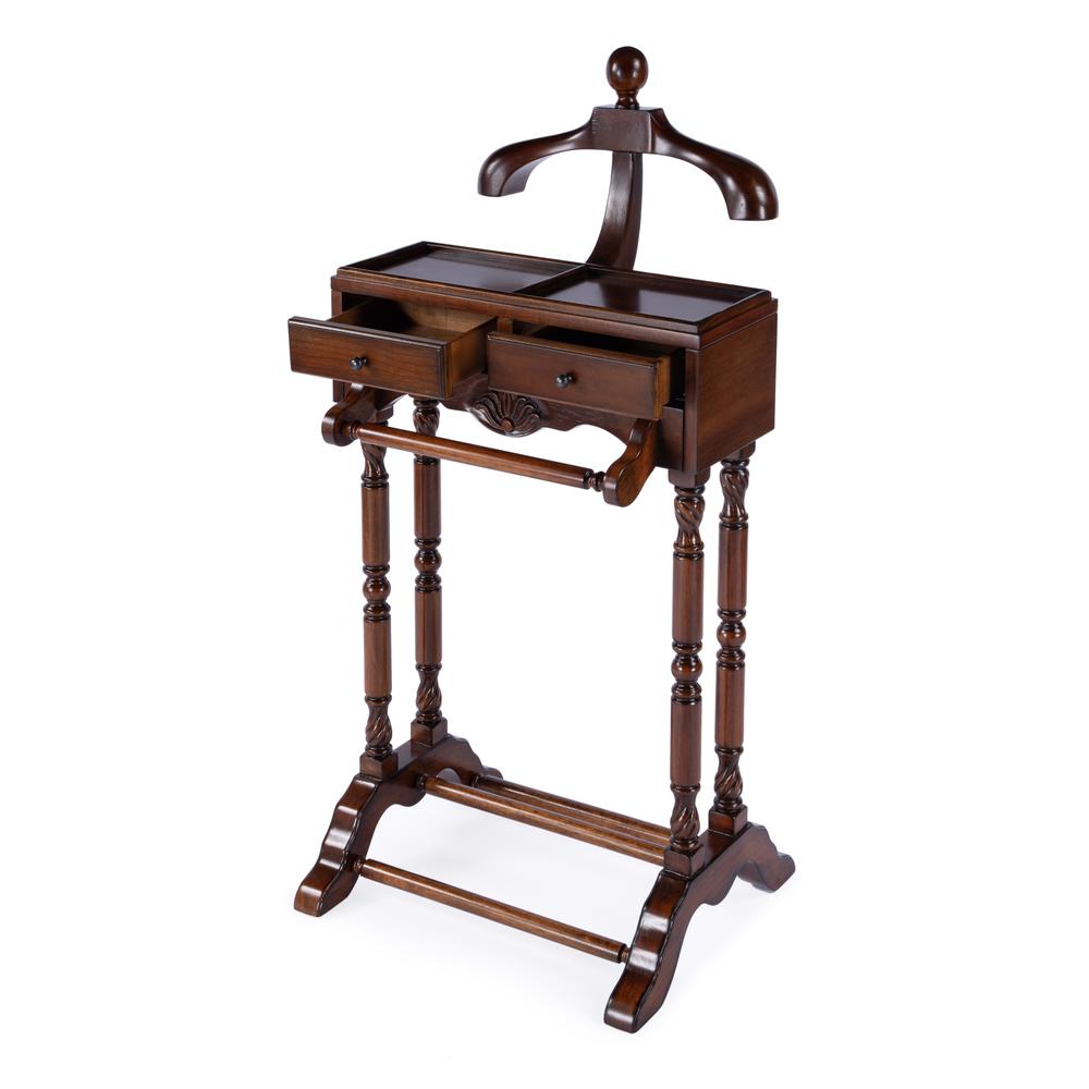 Petrov Clothing Valet Stand, Medium Brown. Picture 2