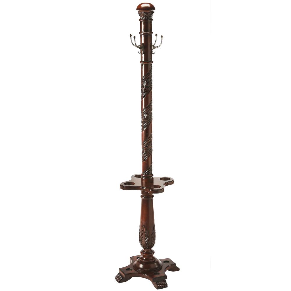 Laird Free-Standing Coat Rack With Umbrella Holder, Dark Brown. Picture 1