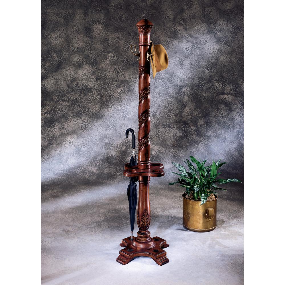 Laird Free-Standing Coat Rack With Umbrella Holder, Dark Brown. Picture 2