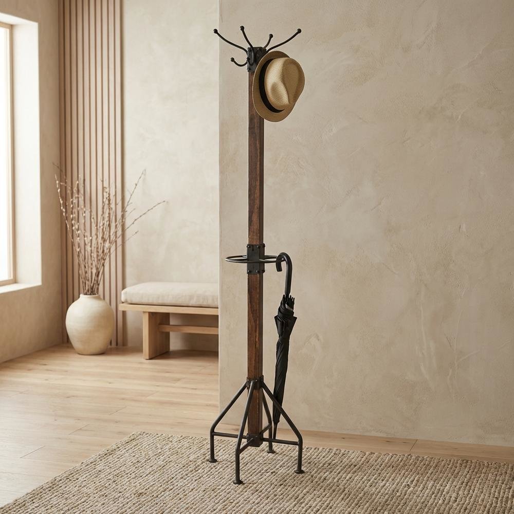 Industrial Floor Stand Coat Rack, Rustic Coat Tree for Entryway Hallway. Picture 3