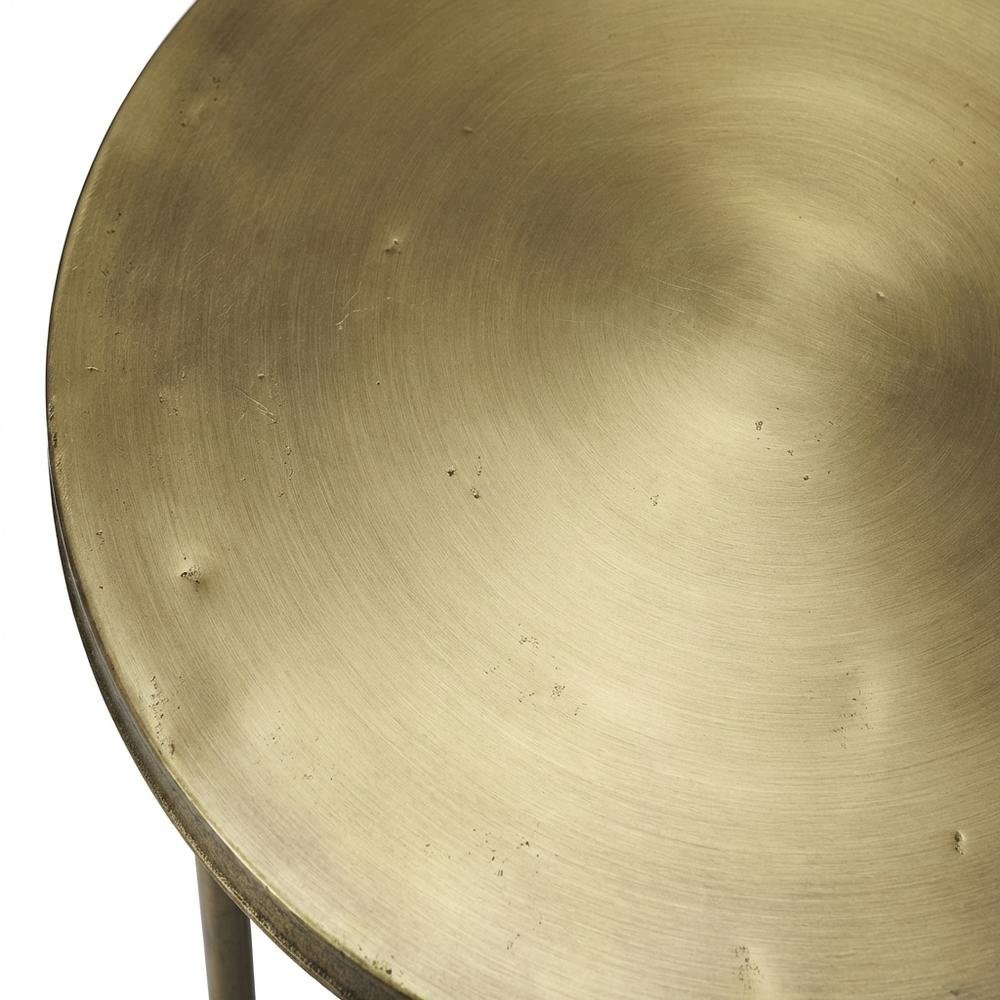 Round Industrial Side Table, Distressed Accent Table, Olive Ash. Picture 6