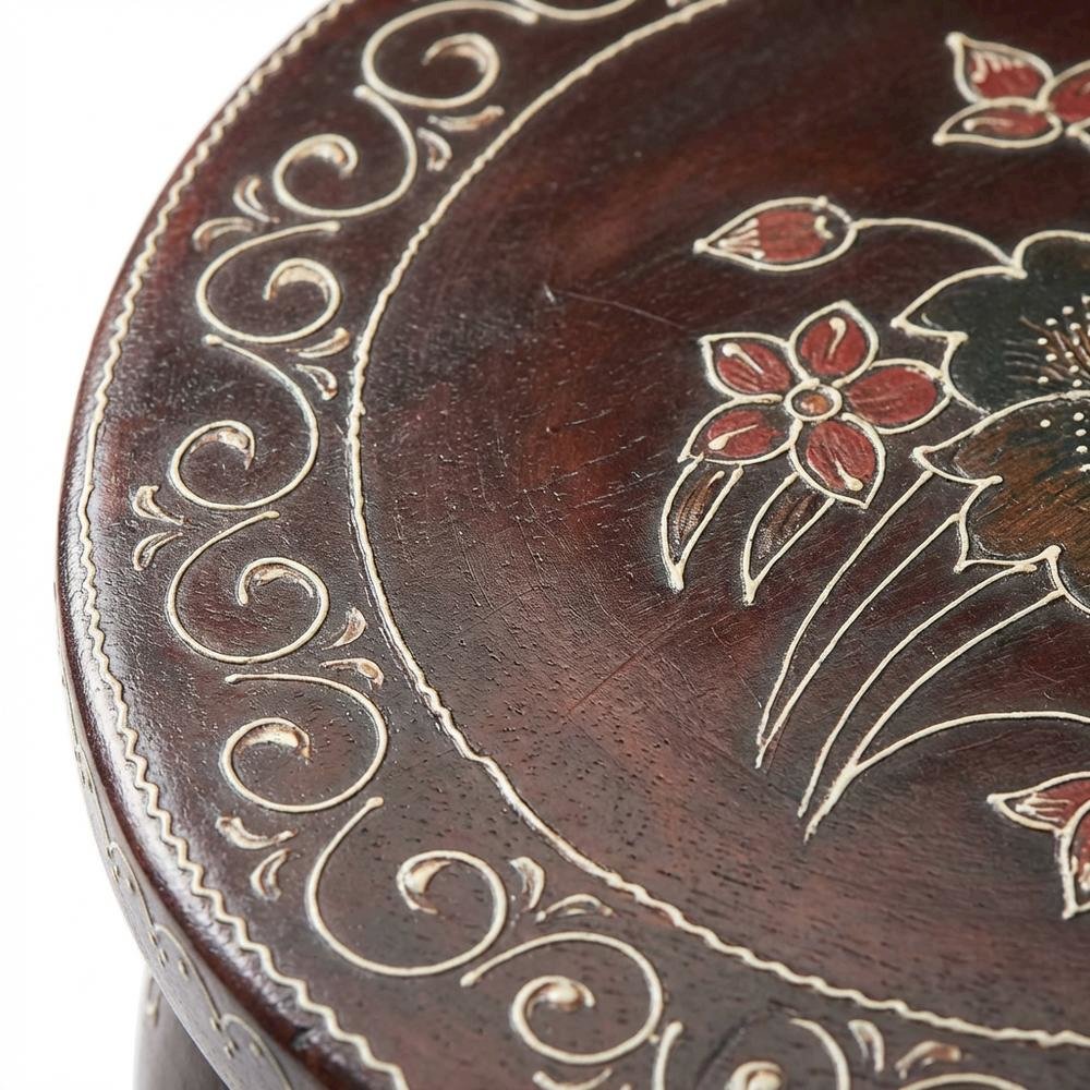 Round Hand Painted Accent Table, Boho Eclectic Side Table for Living Room. Picture 6