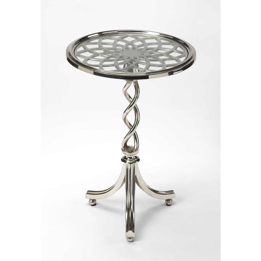 Isidora Modern Side Table, Silver. Picture 1