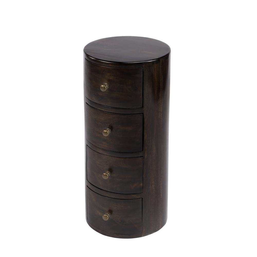 Liam Wood End Table with Storage, Dark Brown. Picture 1