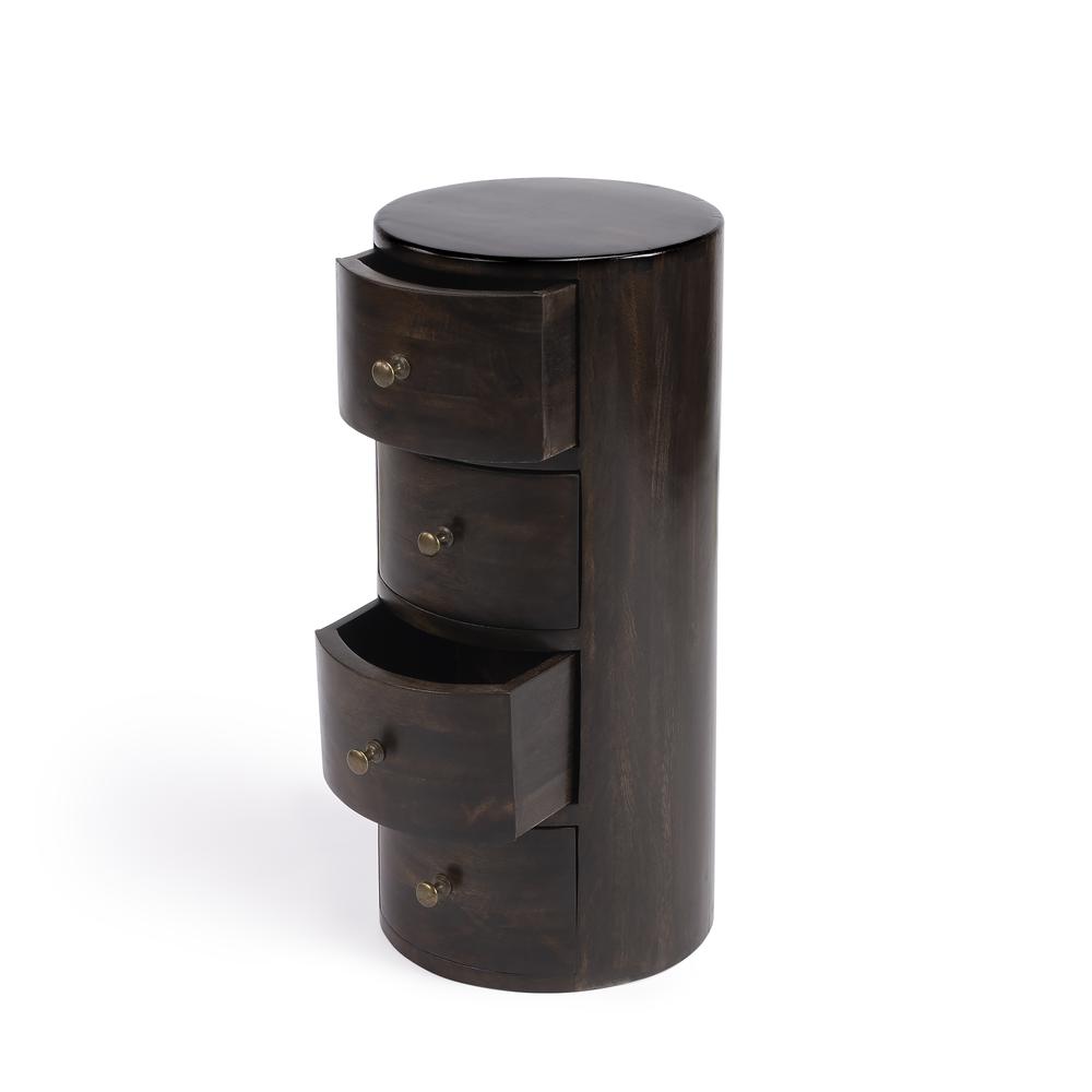 Liam Wood End Table with Storage, Dark Brown. Picture 2