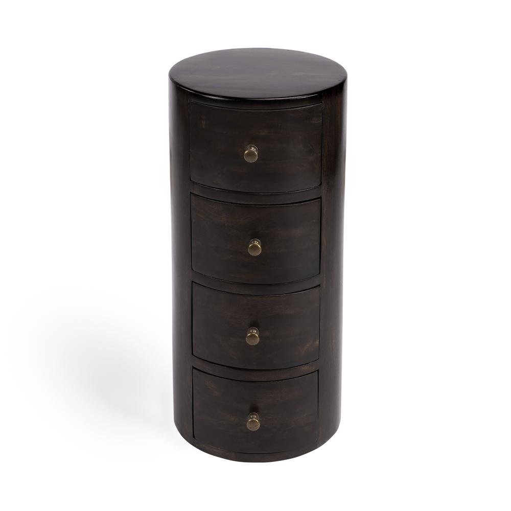 Liam Wood End Table with Storage, Dark Brown. Picture 3