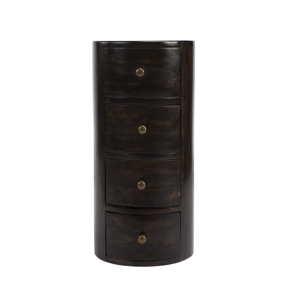Liam Wood End Table with Storage, Dark Brown. Picture 4