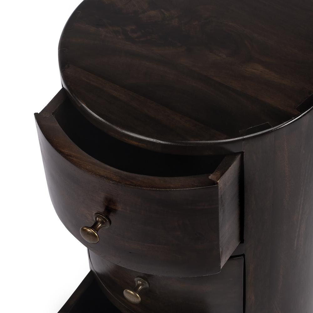 Liam Wood End Table with Storage, Dark Brown. Picture 5