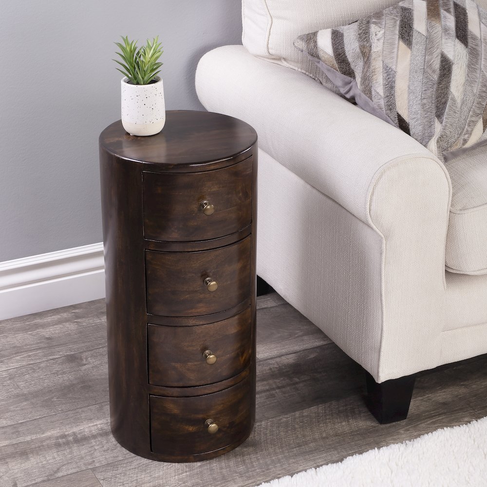 Liam Wood End Table with Storage, Dark Brown. Picture 12