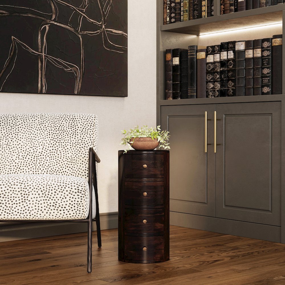 Liam Wood End Table with Storage, Dark Brown. Picture 13