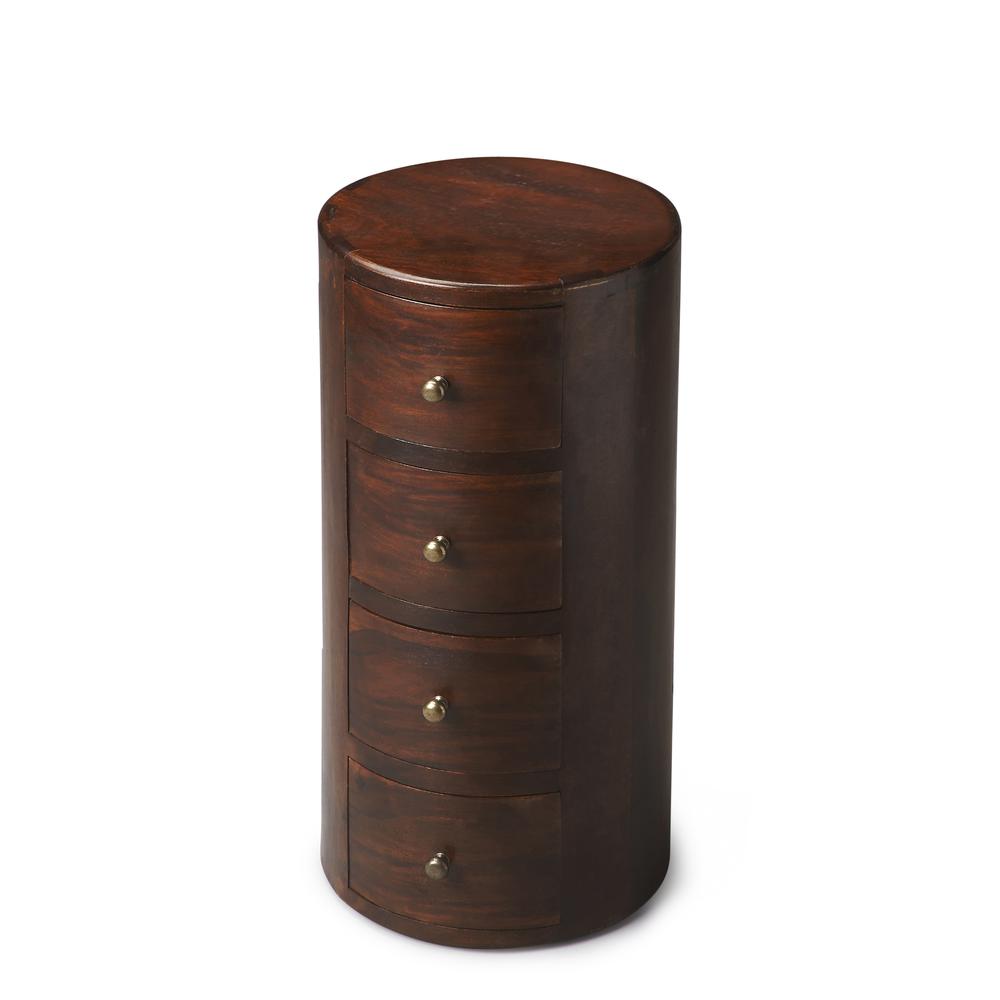 Liam Solid Wood End Table with Storage, Medium Brown. Picture 1