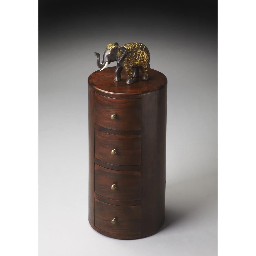 Liam Solid Wood End Table with Storage, Medium Brown. Picture 2