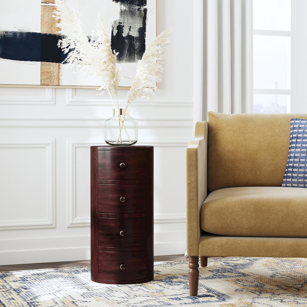 Liam Solid Wood End Table with Storage, Medium Brown. Picture 3