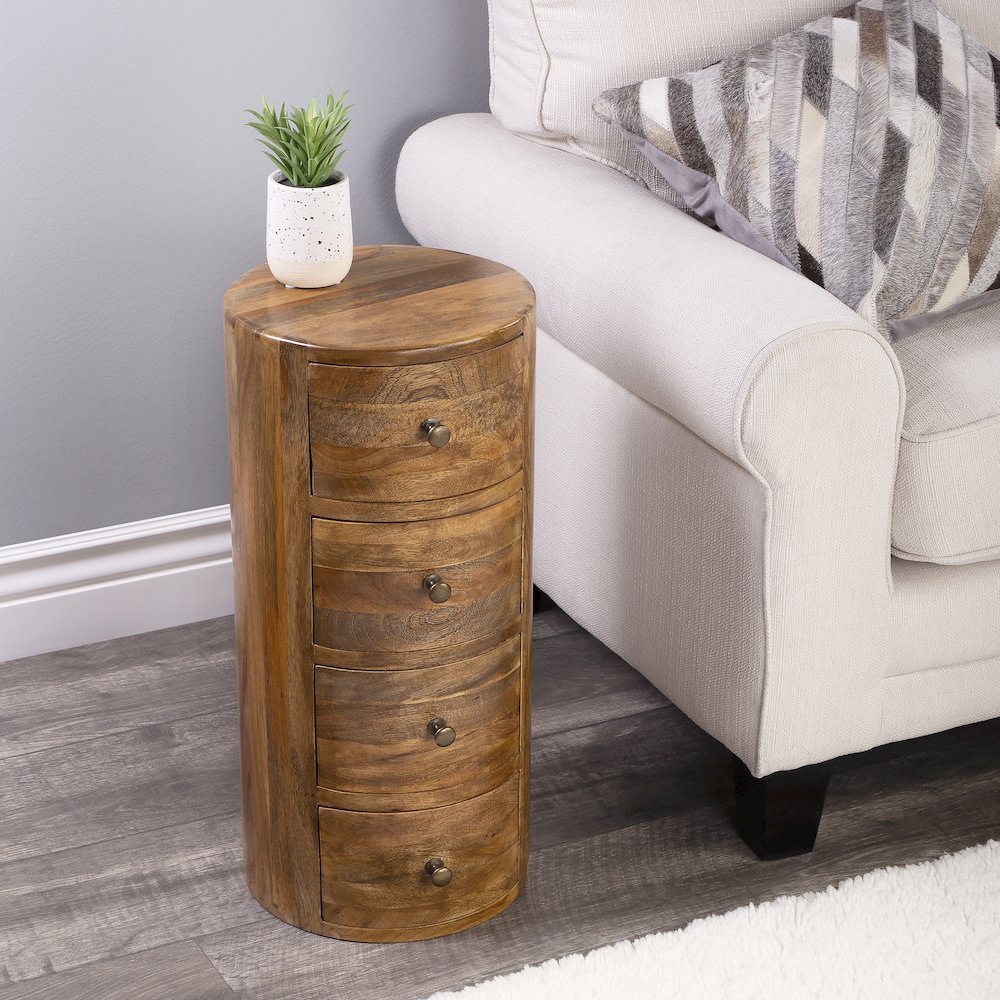 Liam Light Wood End Table with Storage, Light Brown. Picture 11
