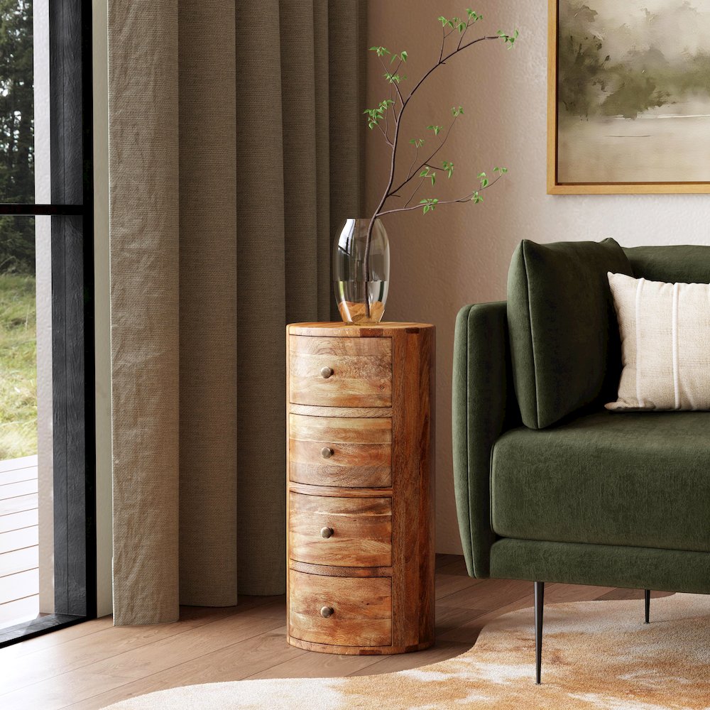 Liam Light Wood End Table with Storage, Light Brown. Picture 12