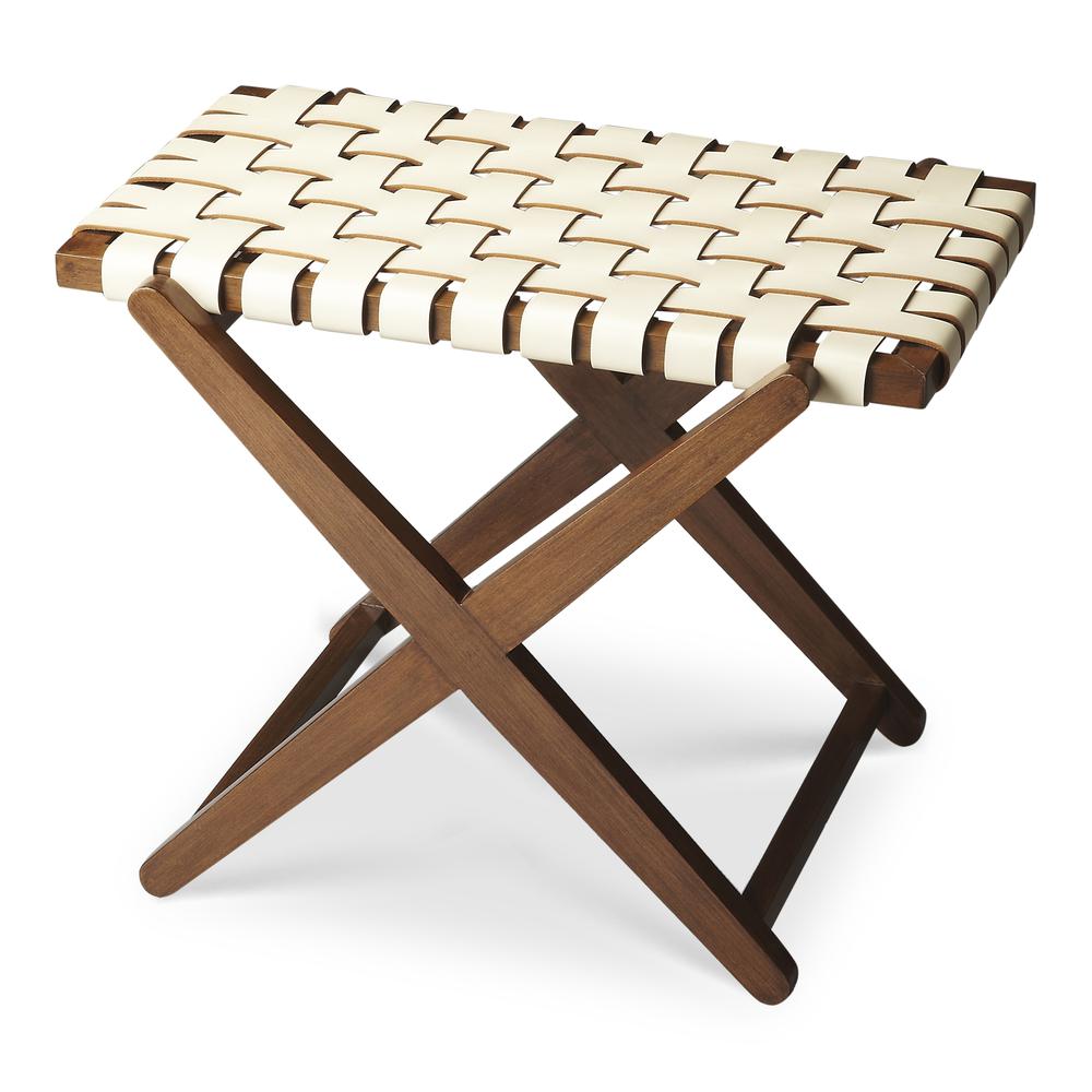 Cipriani 24 in. W Rectangular Leather & Wood Luggage Rack. Picture 1