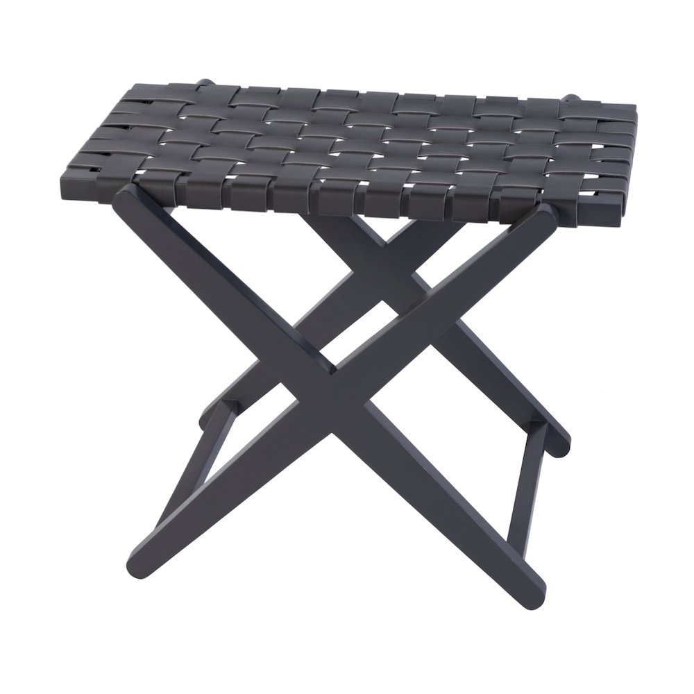 Cipriani 24 in. W Leather & Wood Luggage Rack, Gray. Picture 1