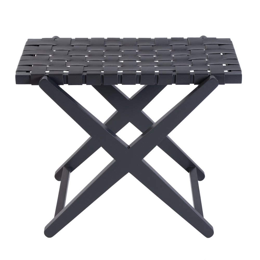Cipriani 24 in. W Leather & Wood Luggage Rack, Gray. Picture 3