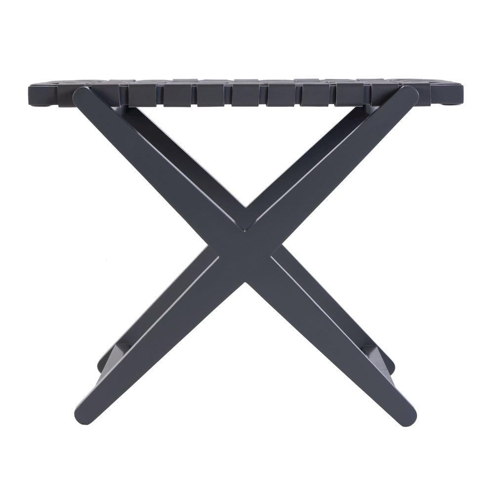 Cipriani 24 in. W Leather & Wood Luggage Rack, Gray. Picture 4