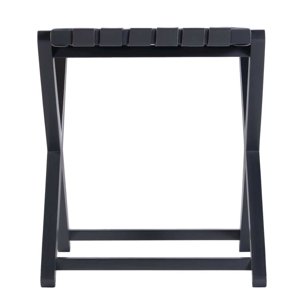 Cipriani 24 in. W Leather & Wood Luggage Rack, Gray. Picture 5