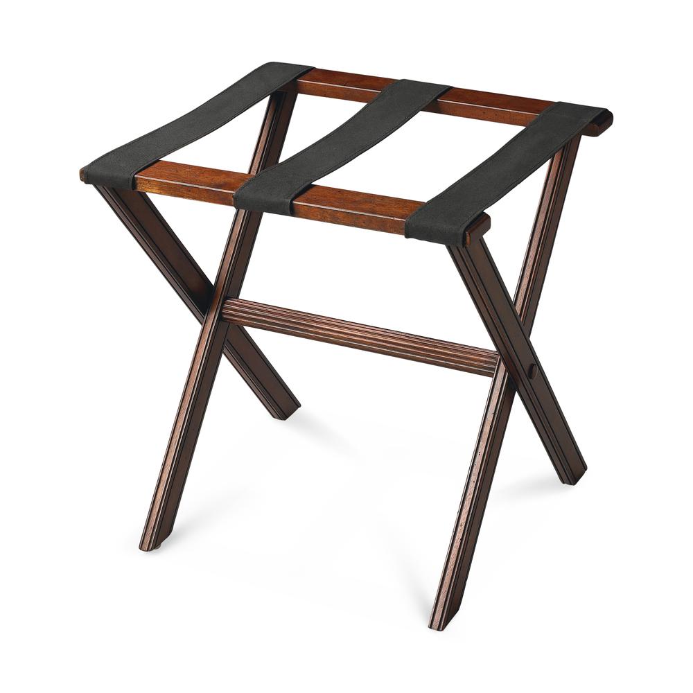 Anthony Folding Luggage Rack, Dark Brown. Picture 1