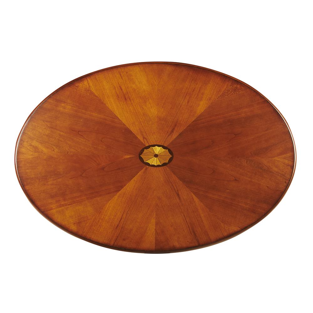Clayton Oval Wood Coffee Table, Medium Brown. Picture 2
