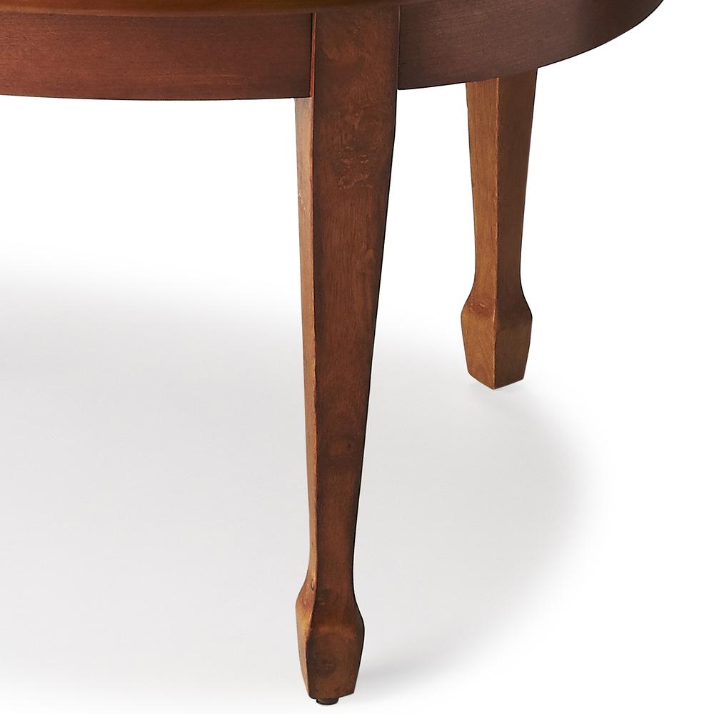 Clayton Oval Wood Coffee Table, Medium Brown. Picture 4