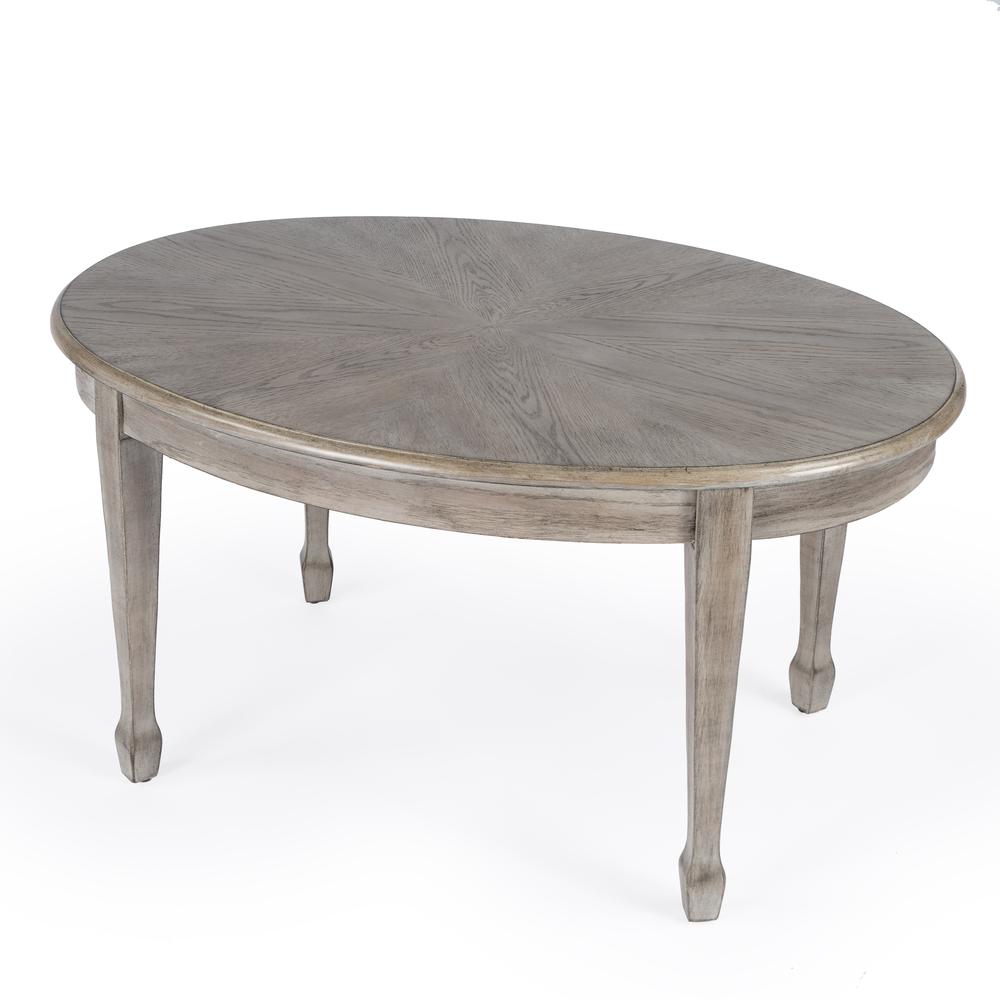 Clayton Oval Wood Coffee Table, Natural Wood. Picture 1