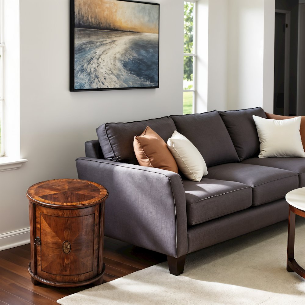 Medium Brown Modern End Table for Living Room with Wooden Veneer Finish. Picture 2