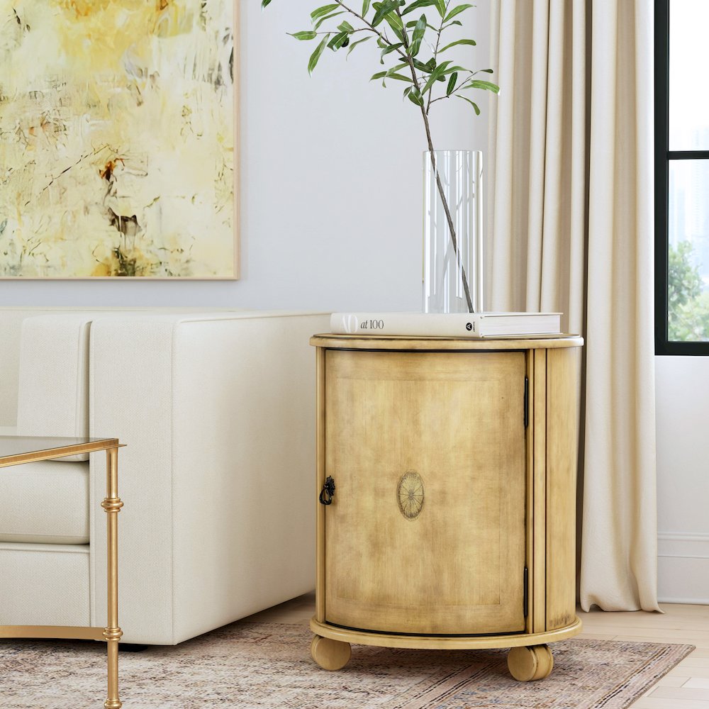 Lawrie 20"W  Drum Side Table, Beige. Picture 2