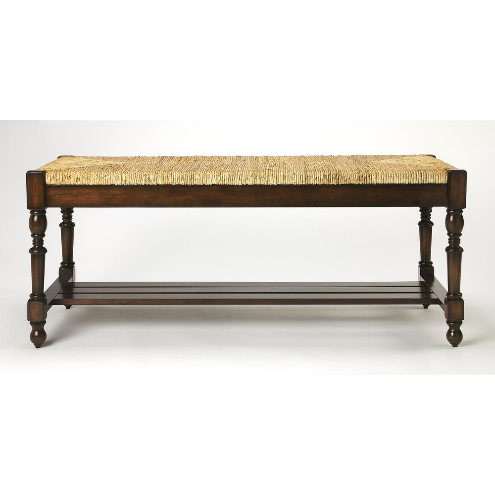 Ravello Woven Wicker 48"W Bench, Dark Brown. Picture 2