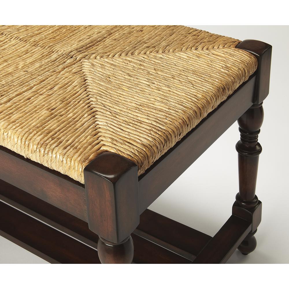 Ravello Woven Wicker 48"W Bench, Dark Brown. Picture 3