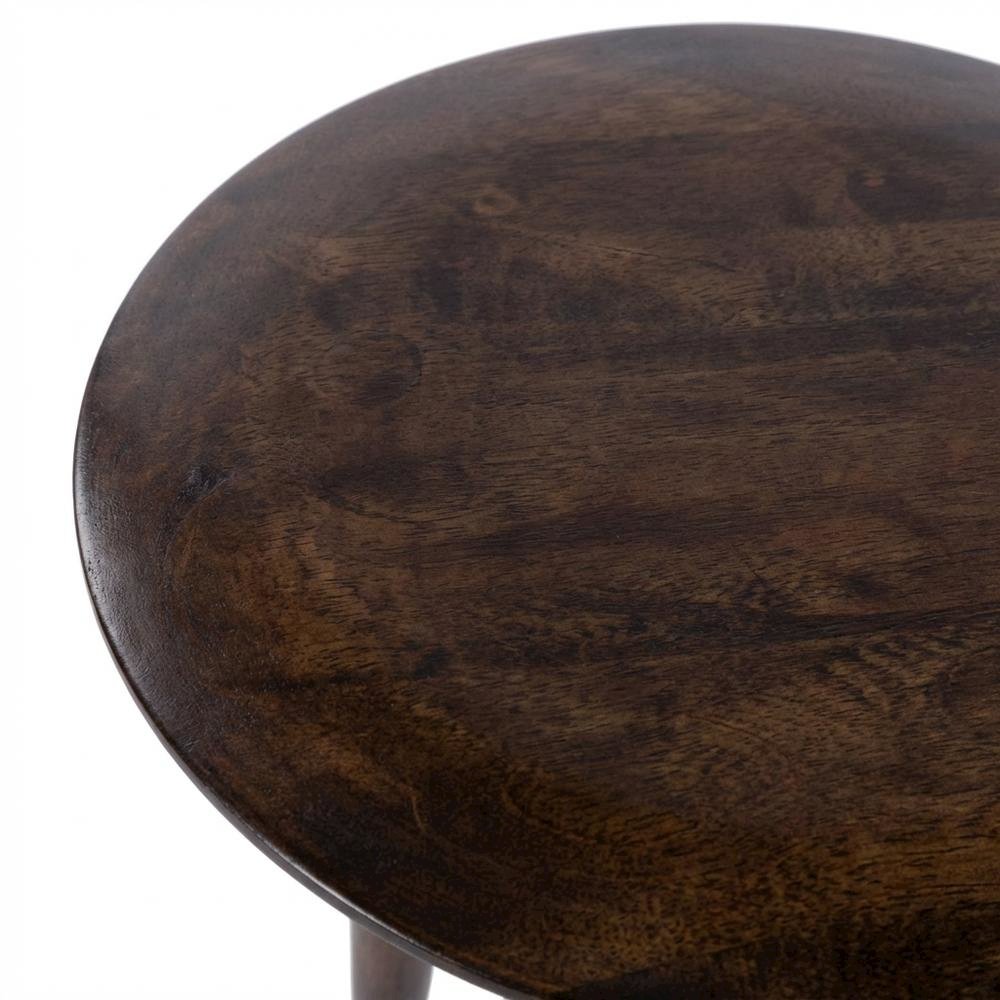 Round Wood Side Table – Small Round Nightstand in Brown Mango Finish. Picture 5